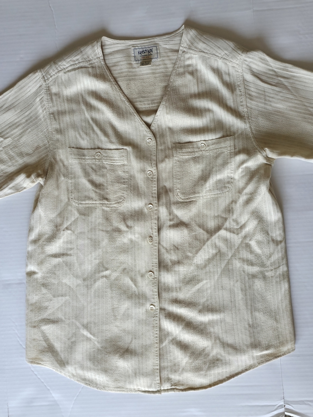 Beige Linen Men Camp Shirt Collarless short sleeve Coastal Minimalist Resortwear